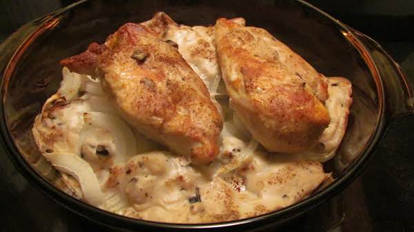 VIDALIA ONION, CHICKEN,& MUSHROOM CASSEROLE_image