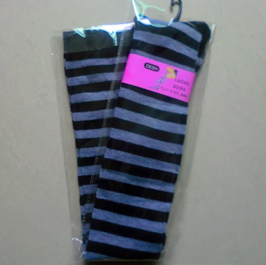 Calcetines largos por encima de la rodilla de algodón puro, calcetines con base a rayas de colores, estilo universitario puro, calcetines largos de caña alta
