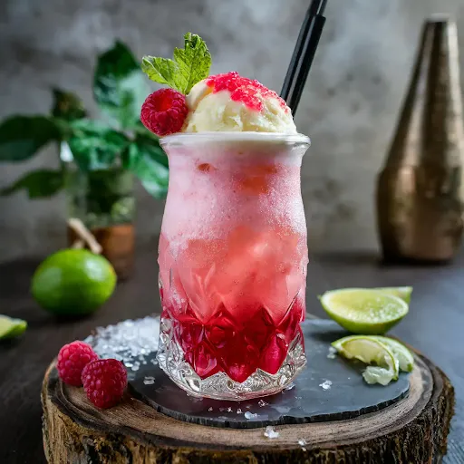 Raspberry Lime Rickey Ice Cream Soda [450 Ml, Mason Jar]