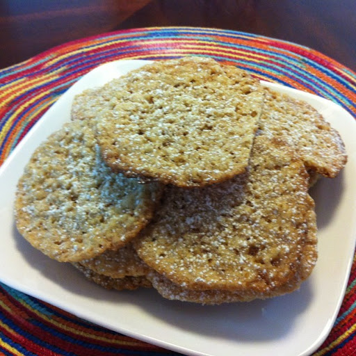 From Instagram: A pile of Oatmeal Lace Cookies. Recipe courtesy of @cupcakeeee246 . Thanks Caroline! My dad fell in LOVE with these cookies. #oatmeallacecookies #awesomerecipe #kidsbakingchampionship https://instagram.com/p/zqKyRfzWon/