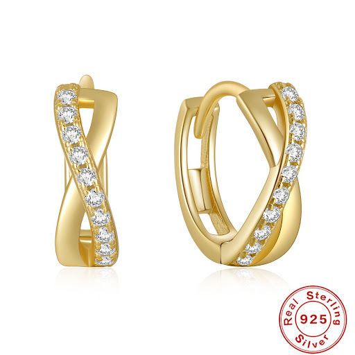Title 2, S925 Sterling Silver Cross Diamond Eardrop Earr...