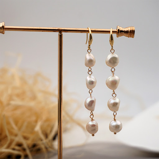 Title 2, Fresh Water Pearl Earrings, Vintage Court Style...