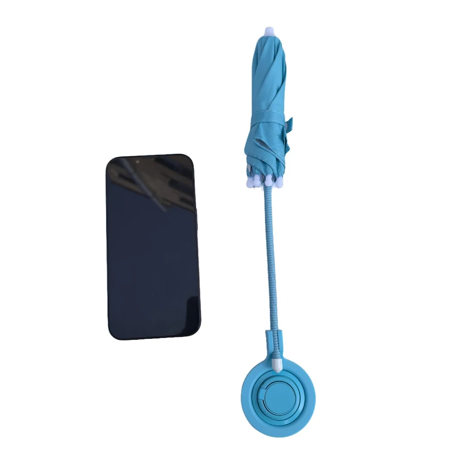 Soporte Paraguas Retráctil Magnético para Móvil Protege del Sol y Lluvia. Disfruta de manos libres y máxima protección para tu teléfono.