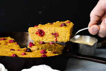 Brown Butter Cranberry Pumpkin Cornbread Skillet