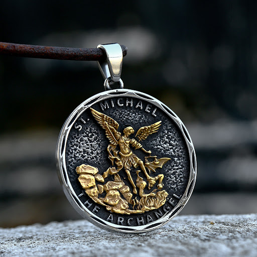 Title 6, Stainless Steel Angel Wings Michael Pendant A p...