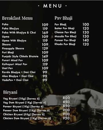 The Asian Darbar menu 