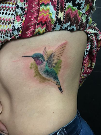 Hummingbird Side Tattoo