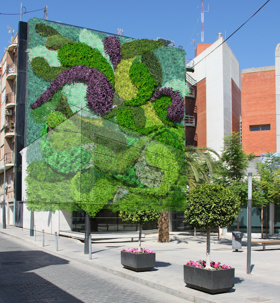 Simulación del jardín vertical en otoño inverno 