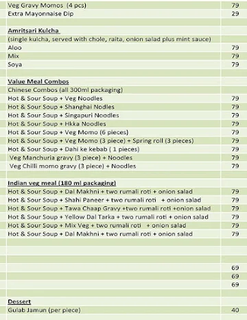 Foodie Overnight menu 