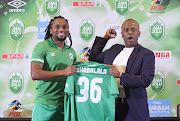 Siphiwe Tshabalala with AmaZulu owner Sandile Zungu during the club's player unveiling ceremony at Hilton Hotel in Durban on October 19 2020.