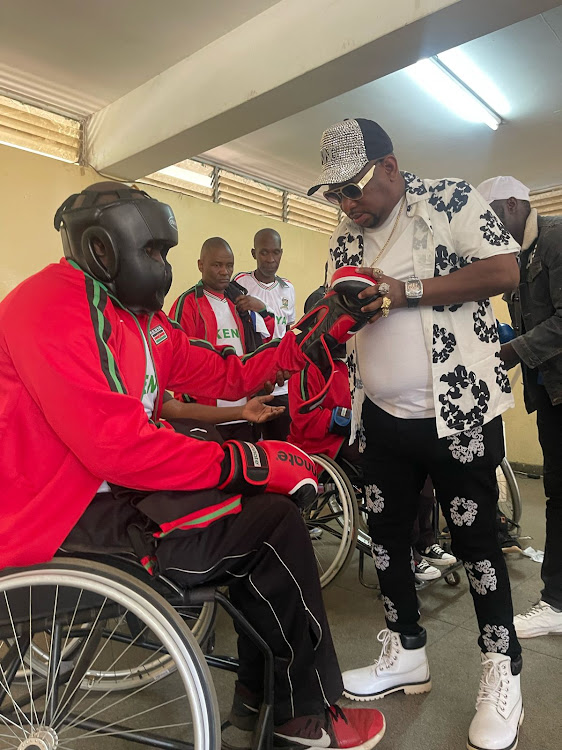 Former Nairobi Governor Mike Sonko during his visit to Shauri Moyo Social hall where he donated Uniform and visas to paraboxing team ahaed of their June tournament.Image: HANDOUT