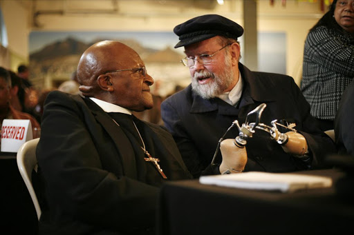 Father Michael Lapsley with the late Anglican Archbishop Emeritus Desmond Tutu. Archive image.