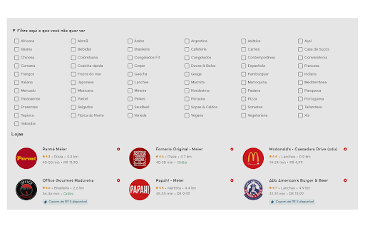 ifood - Filtros Avançados