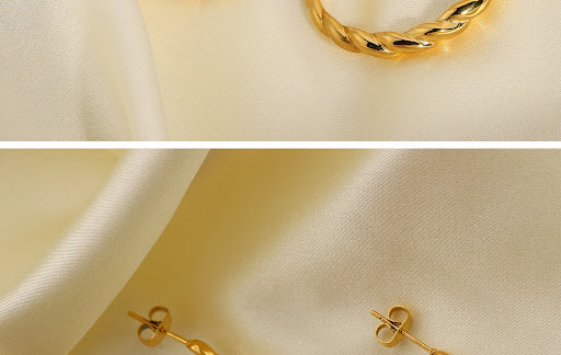 Title 2, Net Red Wind Womens Twist Horn Earrings 18K Go...