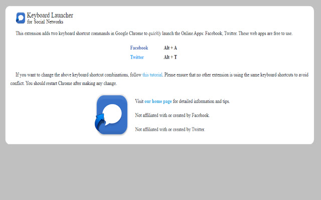 Keyboard Launcher for Social Networks chrome extension