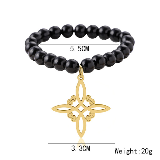 Title 3, Cross Alloy Pendant Black Beaded Bracelet