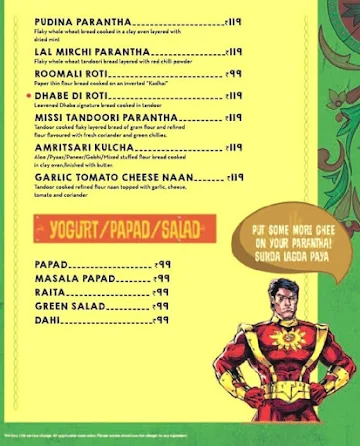 Dhaba By Claridges menu 