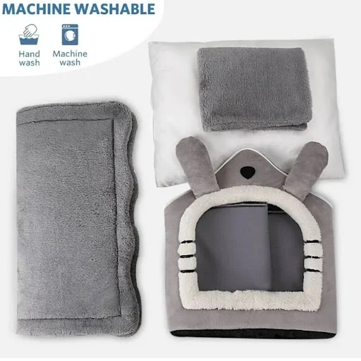 Dog House Soft Pet Bed Tent House Dogs Kennel Cats Bed Indoor Warm Foldable Cats Nest Removable Washable Pet Nest Access