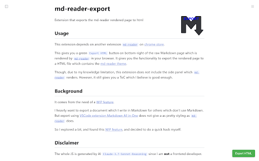 Markdown Reader HTML Export