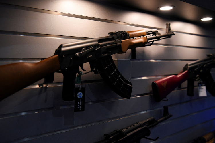 AK-47s are displayed at the National Rifle Association (NRA) annual convention in Houston, Texas on May 29 2022. Picture: REUTERS/CALLAGHAN O'HARE