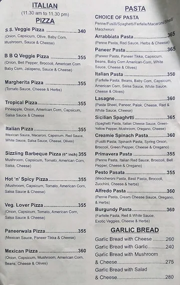 Shiv Sagar menu 