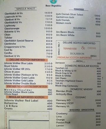 Beer Republic menu 