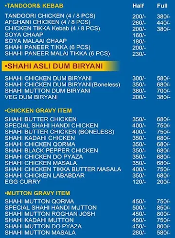 Hind Shahi Biryani menu 