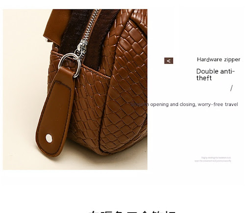 Title 19, Woven PU Shell Shoulder Messenger Bag, a stylis...