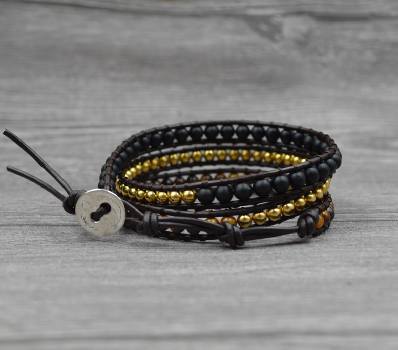 Bracelet en cuir multicouches multicouches