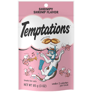 Snack Para Gatos Temptations Adultos Sabor Camarón x 85 gr  