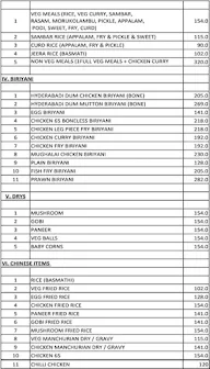 Haritha Krishna menu 2