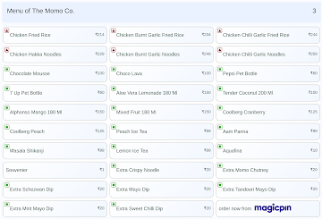 The Momo Co. menu 