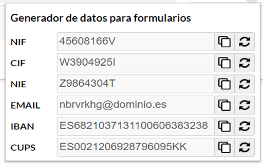 Generador de datos para formularios