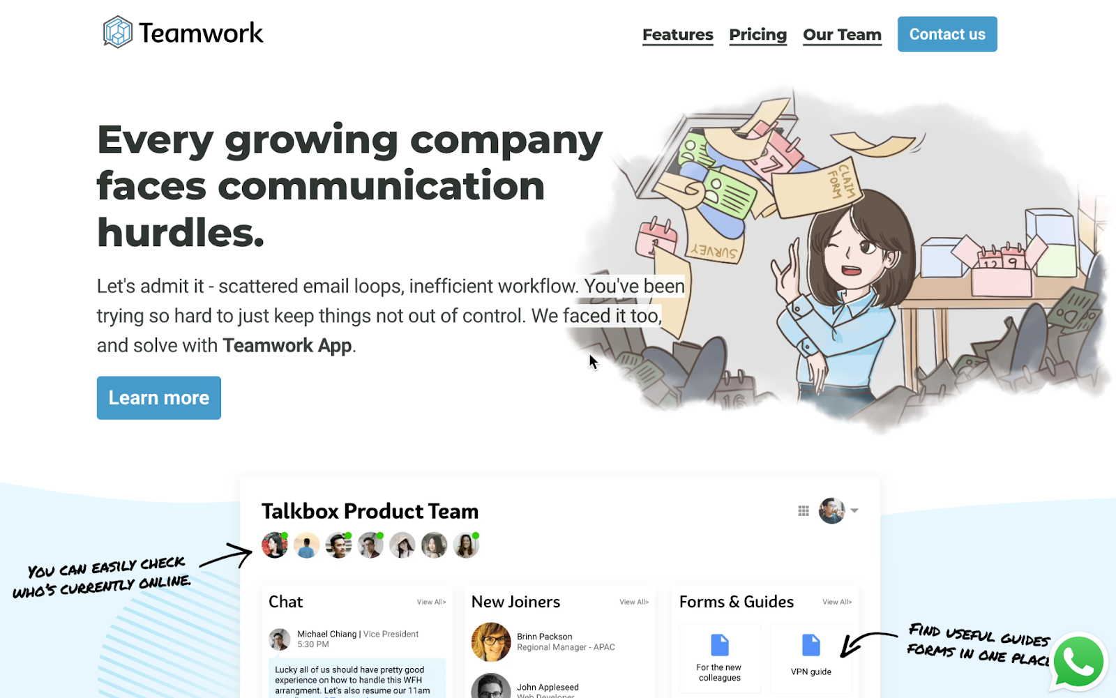 Teamwork's homepage