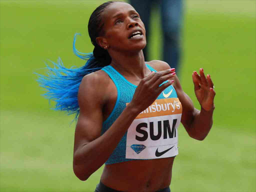 Kenya's Eunice Jepkoech Sum wins the 800m Women's race during the IAAF Diamond League athletics meeting at the Queen Elizabeth Olympic Park in East London, Britain, 25 July 2015. EPA/SEAN DEMPSEY