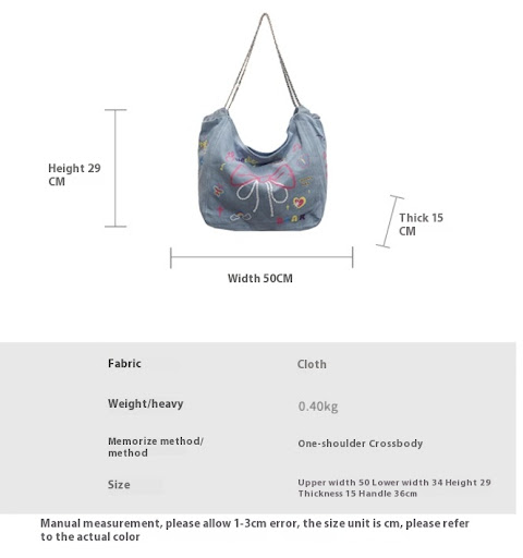 Title 1, Womens Niche Graffiti Denim Canvas Casual Larg...