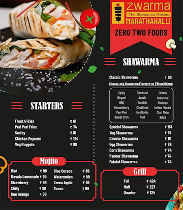 Zwarma menu 