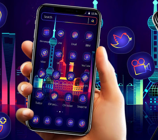 Neon Night City Launcher Theme ?