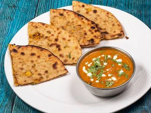 Desi Ghee Chicken Keema Paratha With Gravy