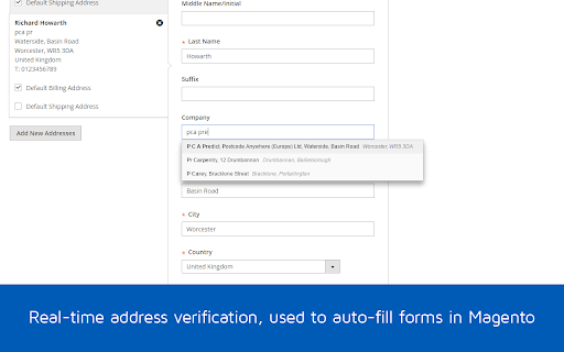 Real-time address verification, auto-fill forms Magento 