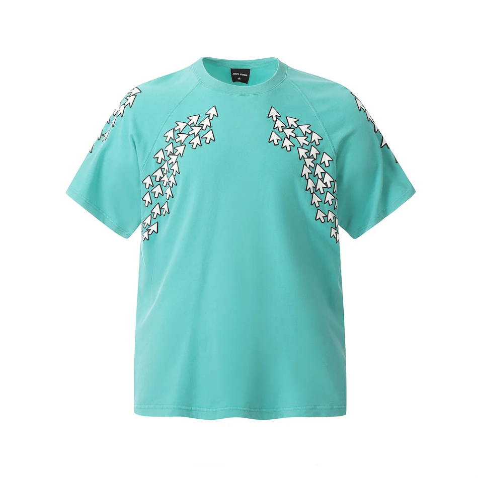 T-shirt uomo manica corta con motivo a frecce creative, design moderno e originale, perfetto per un look casual e alla moda, comfort garantito.