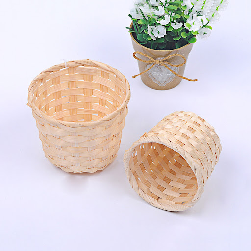 Title 2, Handmade Bamboo Storage Baskets Straw Patchwork...