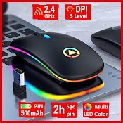 Chuột Không Dây Yindiao A2, Chuột Máy Tính Laptop Gaming Chuột Không Dây Giá Rẻ, Chuột Led Pin Sạc 2022