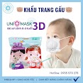 Khẩu Trang Gấu Bé Sơ Sinh 0 - 3 Tuổi [ Set 3 Cái] Khẩu Trang Trẻ Em Chính Hãng Uni Mask Công Nghệ Nhật