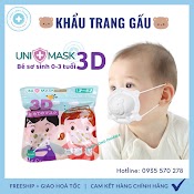 Khẩu Trang Gấu Bé Sơ Sinh 0 - 3 Tuổi [ Set 3 Cái] Khẩu Trang Trẻ Em Chính Hãng Uni Mask Công Nghệ Nhật