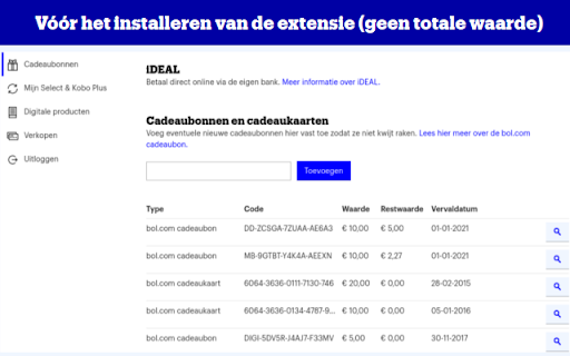 Bol.com cadeaukaarten totaal checker