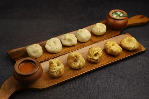 Veg Fried Momos (3pcs) with Veg Momos (3pcs)