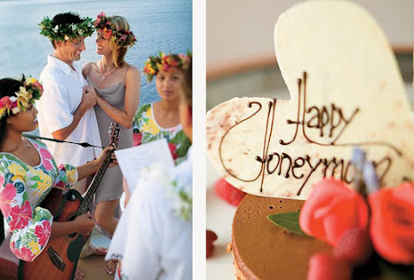 A honeymoon greeting during breakfast on the Paul Gauguin.