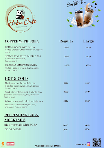 Boba Cafe menu 