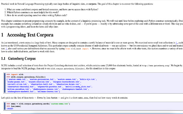 NLTK Docs CSS extension chrome extension